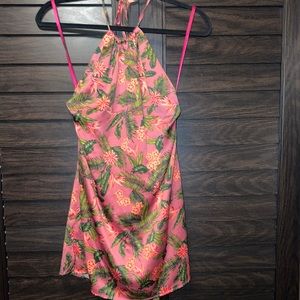 Tropical palm print mini dress size small